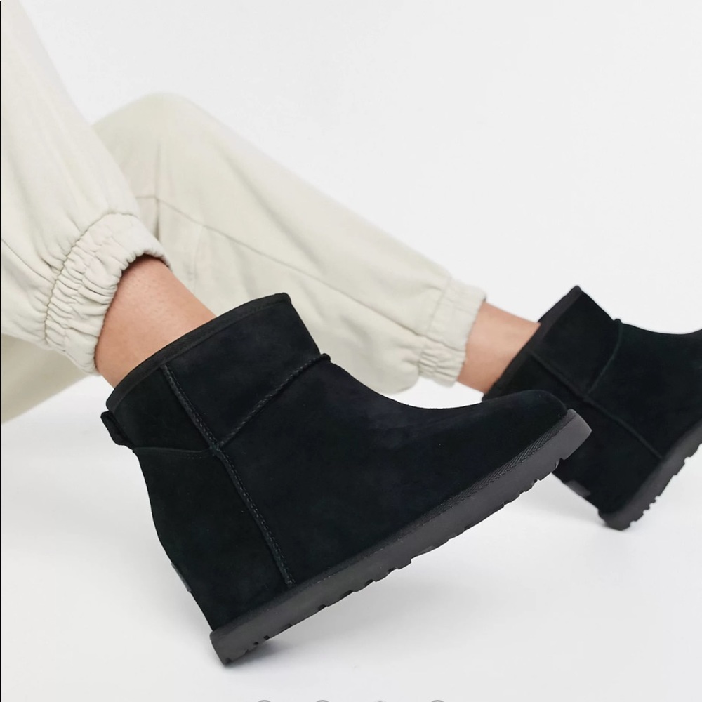UGG Women's Classic Mini Black Women's Wedge Suede Boots